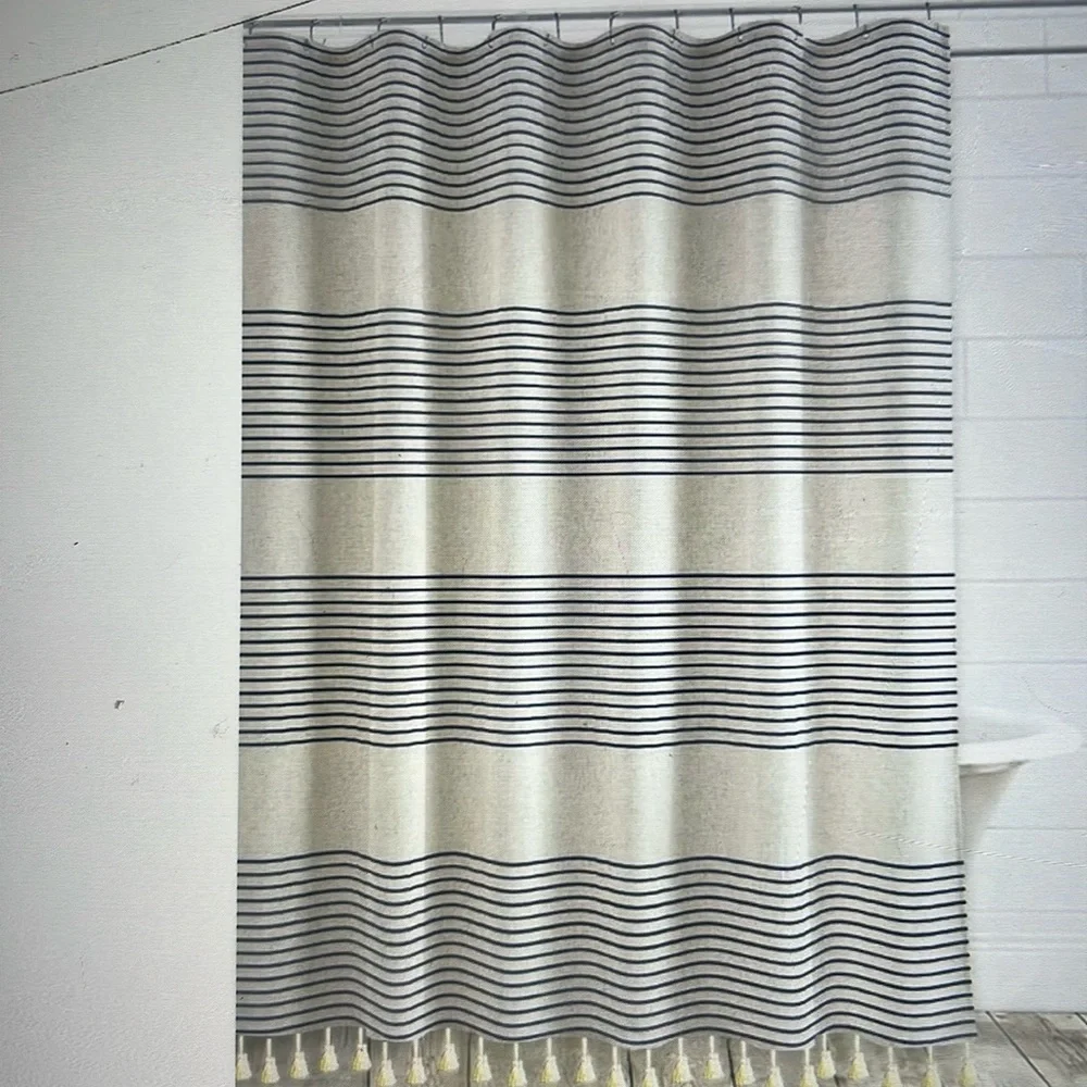 Boho shower curtain with tassels